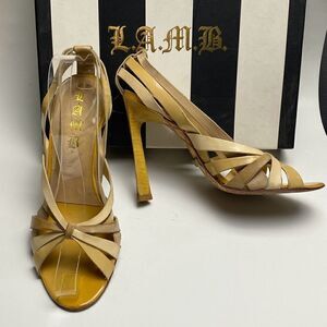 L.A.M.B. Gwen Stefani Laken shoe heels Sz 9 leather strappy sexy